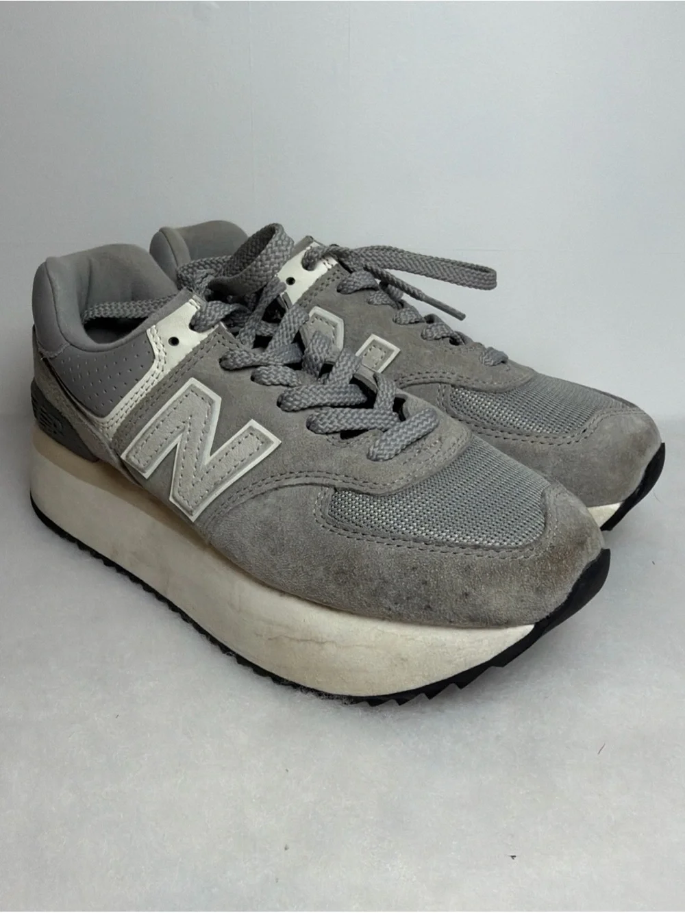 New Balance 574+ Shadow Grey Womens - Size 7.5 Platform
